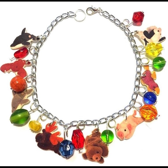 Vintage 90s Beanie Babies Charm Bracelet - Picture 1 of 1
